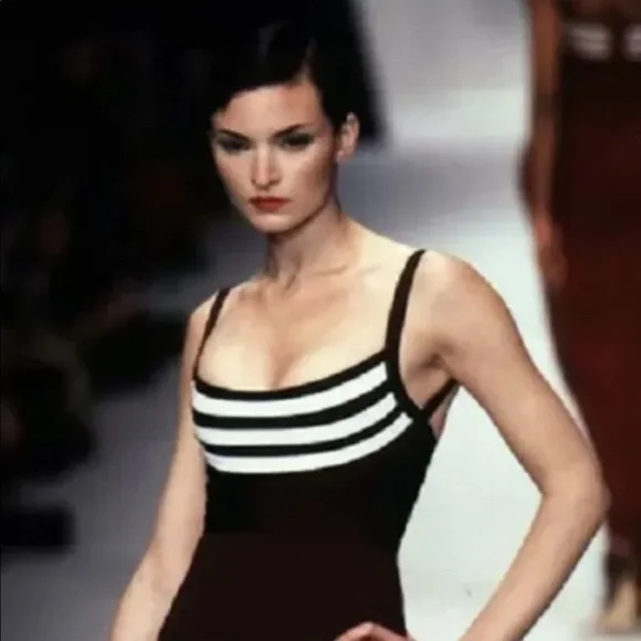 HERVE LEGER Couture Vintage AW1997 Runway Knit Jersey Open Back Long Dress S. - Picture 1 of 8